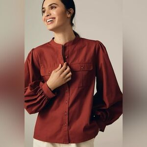 Anthropologie Rust Button-Up Blouse